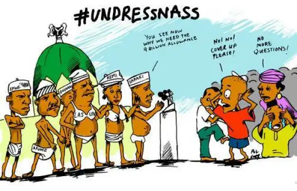Hilarious!! Cartoon Of Nigerian Lawmakers And Wardrobe Allowance By Sahara Reporters [See Photo]